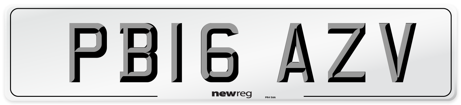 PB16 AZV Number Plate from New Reg
